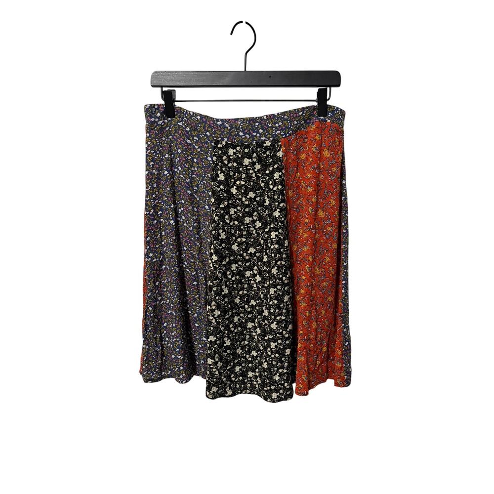 Natural Life Patchwork Floral Mini Skirt Boho Rayon Pull On Size Large NWT - Picture 2 of 9